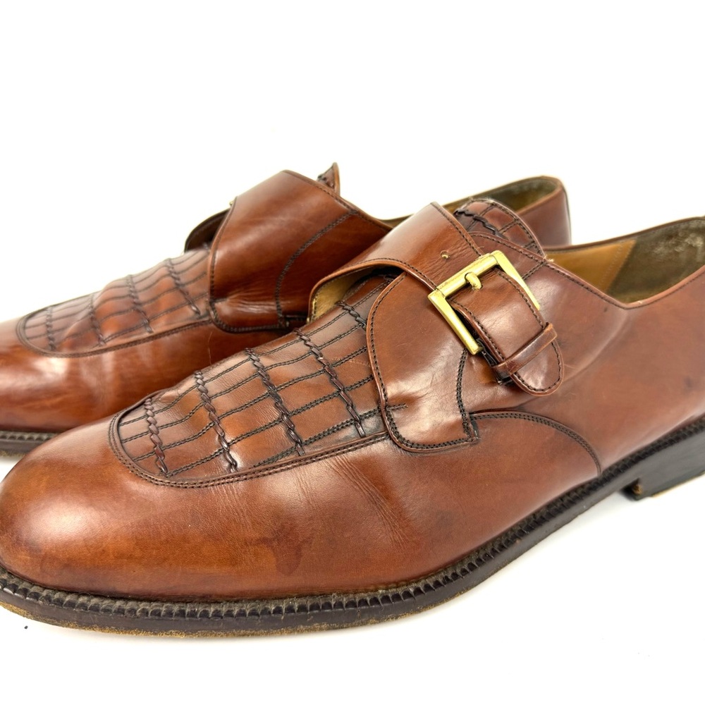 Emanuel Paolo Monk Strap Loafers Brown Leather Men’s size 12